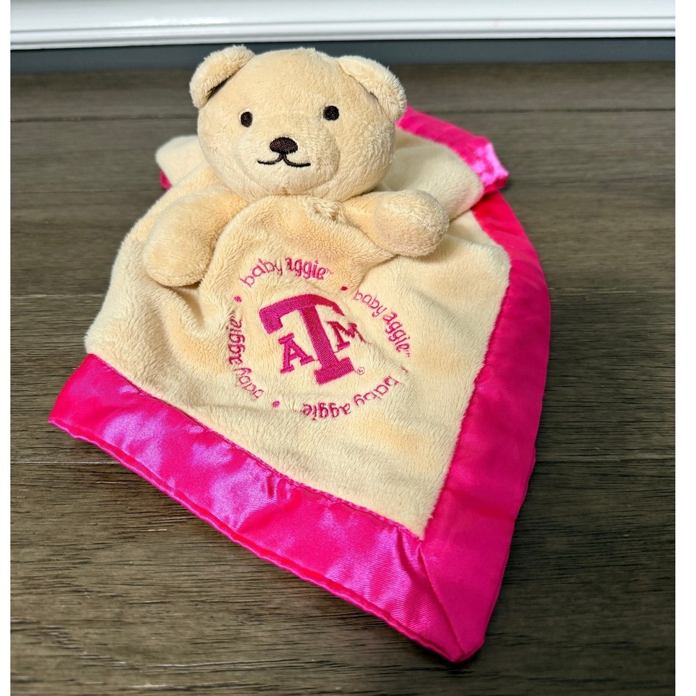 Texas A&M Aggies Baby Fanatic Security Blanket Pink Satin Trim Bear Lovey TAMU